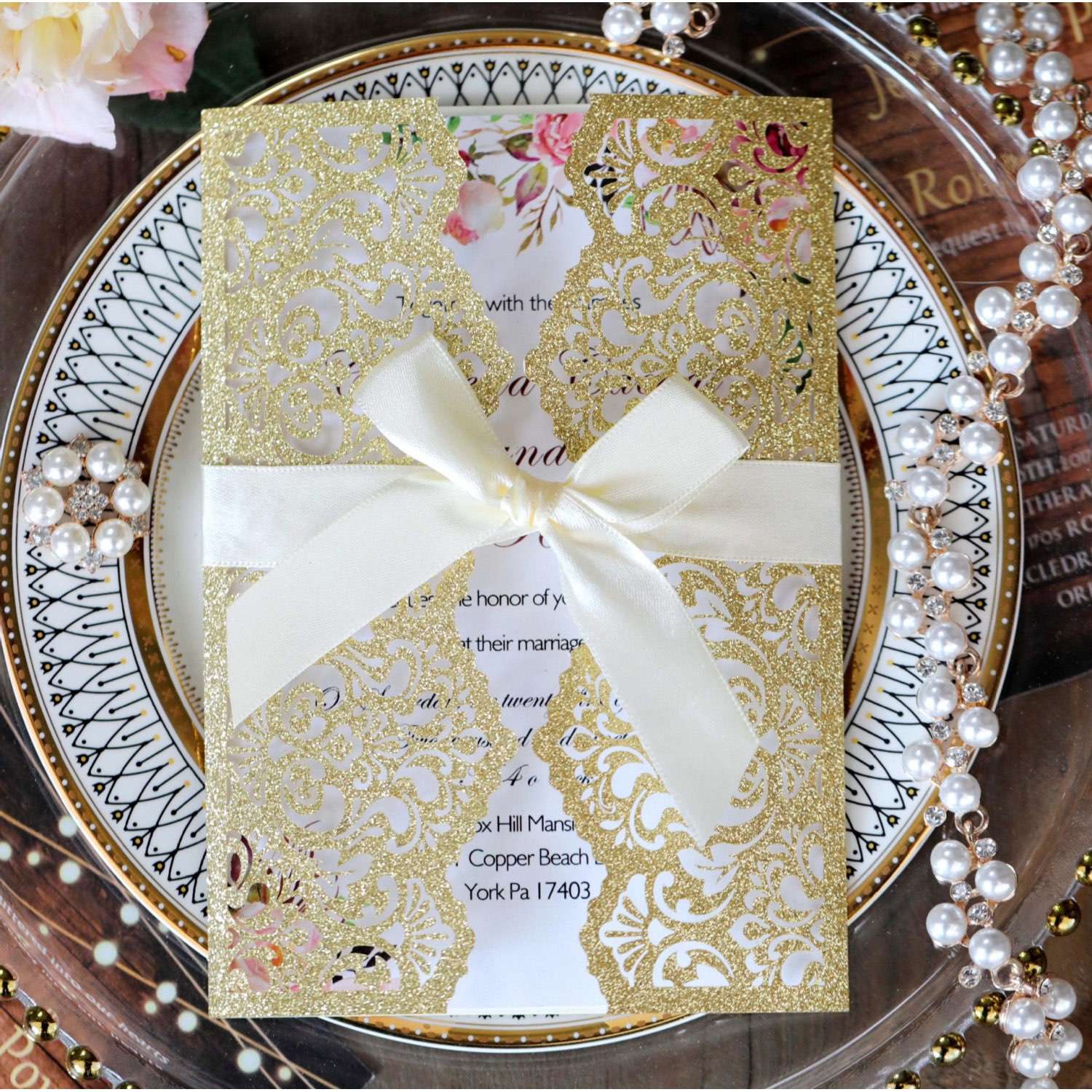 Glitter Invitation Card Marriage Invitation Party Invitations Holiday Greeting Card